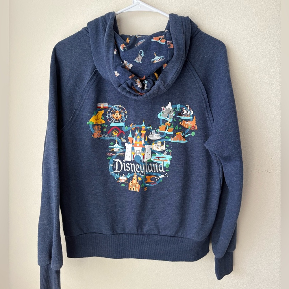 Disney Parks Disneyland Blue Hoodie Zip Up with Graphic Design size small